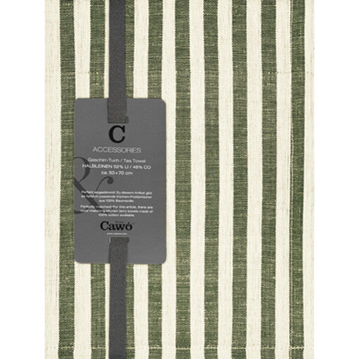 Cawö theedoek halflinnen Cuisine 537, oliv  (43), 50x70 cm