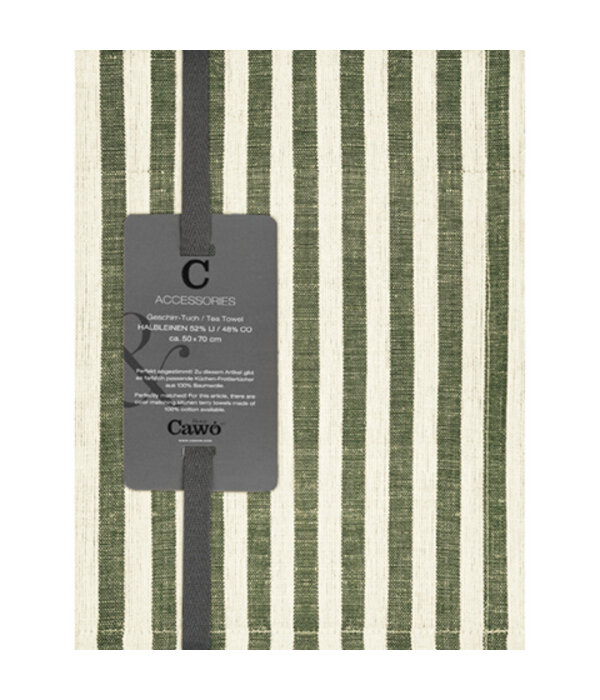 Cawö theedoek halflinnen Cuisine 537, oliv  (43), 50x70 cm