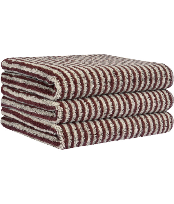 Cawö burgundy handdoekenlijn Two-Tone Stripes 480 bordeaux (23)