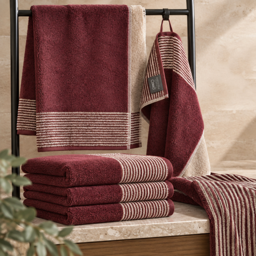 Cawö burgundy handdoekenlijn Two-Tone 590, bordeaux (23)