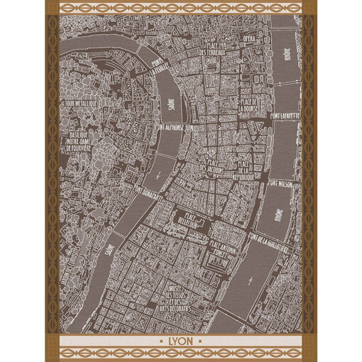 Le Jacquard Français theedoek A Vol d’Oiseau Lyon brown