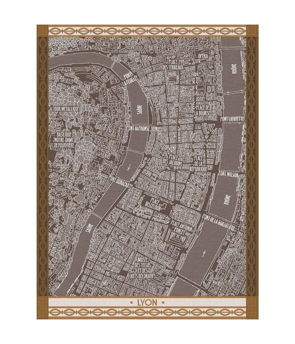 Le Jacquard Français theedoek A Vol d’Oiseau Lyon brown