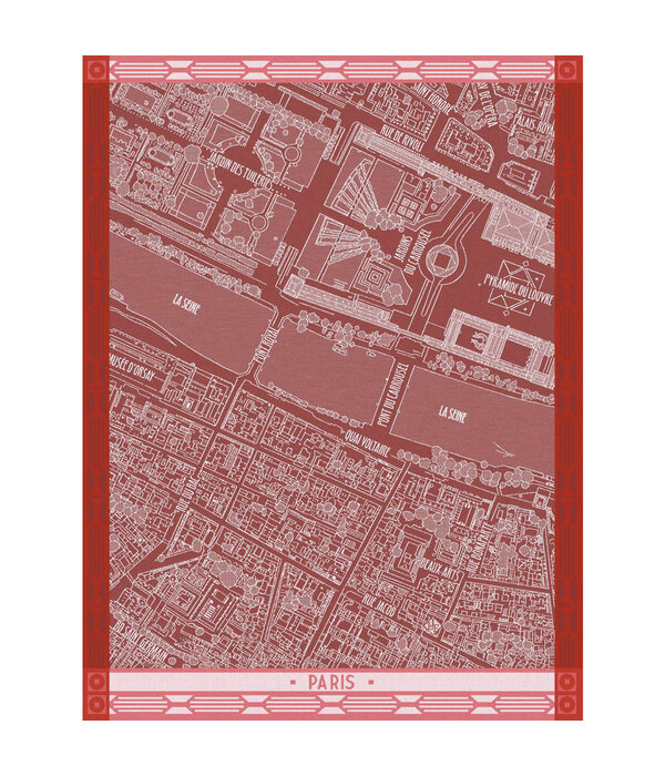 Le Jacquard Français theedoek A Vol d’Oiseau Paris red