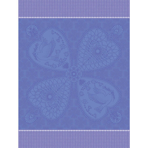 Le Jacquard Français theedoek Peace & Love blue