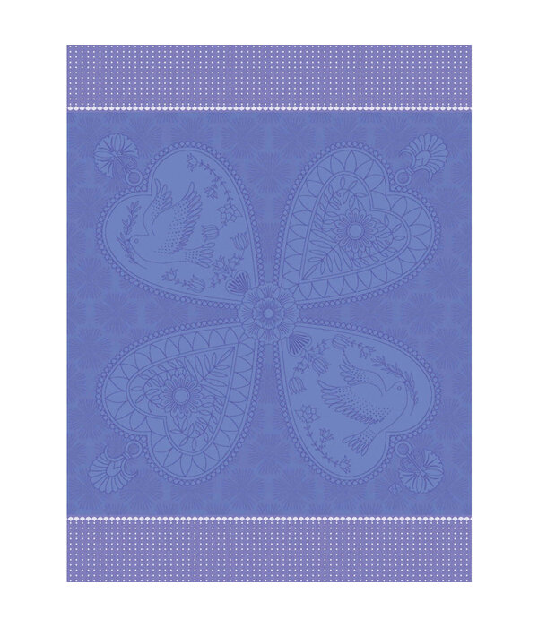 Le Jacquard Français theedoek Peace & Love blue