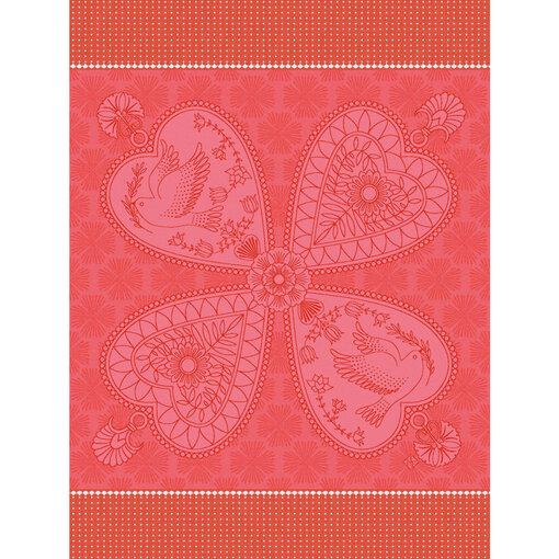 Le Jacquard Français theedoek Peace & Love red