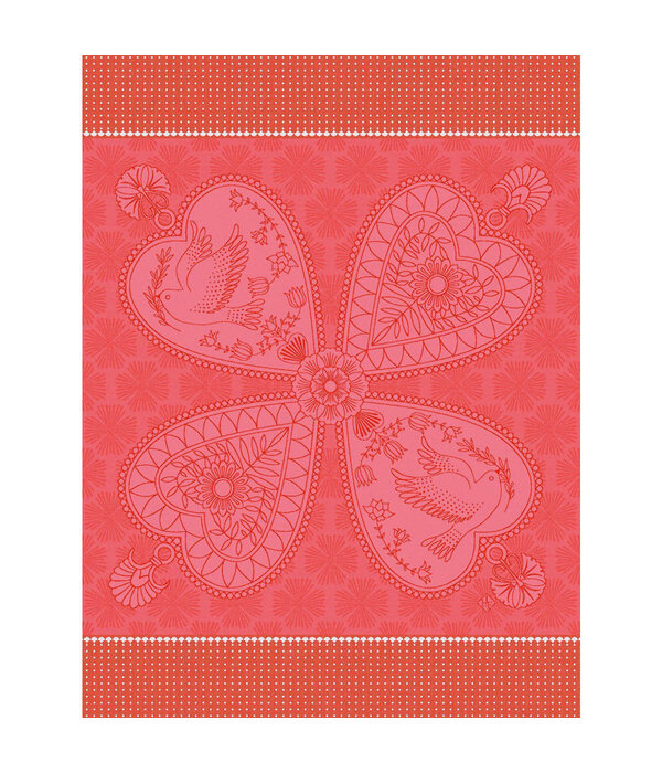Le Jacquard Français theedoek Peace & Love red