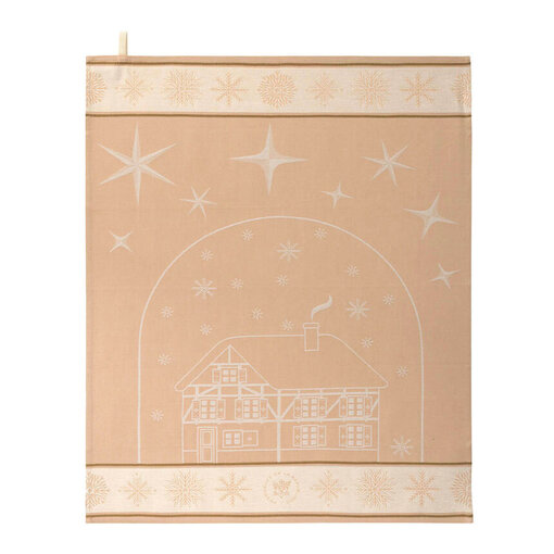 Le Jacquard Français theedoek Noël au chalet dark beige
