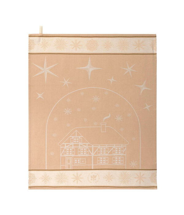 Le Jacquard Français theedoek Noël au chalet dark beige