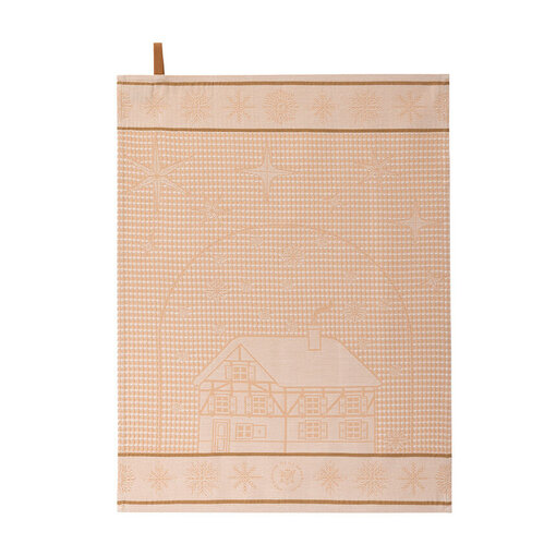 Le Jacquard Français wafel keukenhanddoek Noël au chalet beige