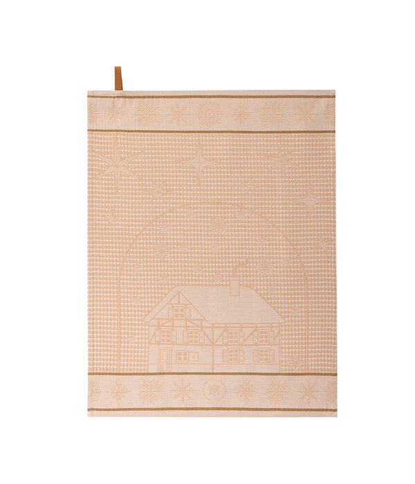 Le Jacquard Français wafel keukenhanddoek Noël au chalet beige