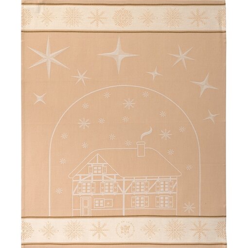 Le Jacquard Français theedoek Noël au chalet dark beige