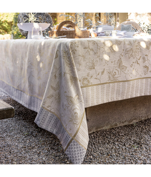 Le Jacquard Français Été indien beige tafellinnen, 100% linnen