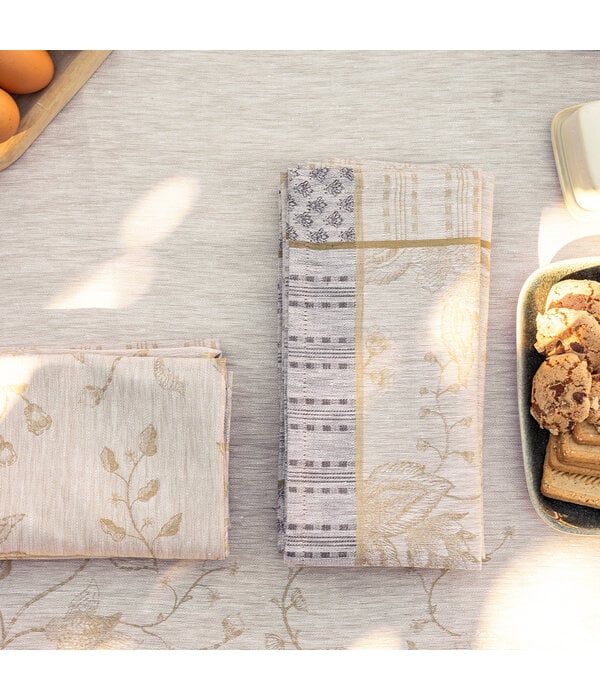 Le Jacquard Français Été indien beige tafellinnen, 100% linnen