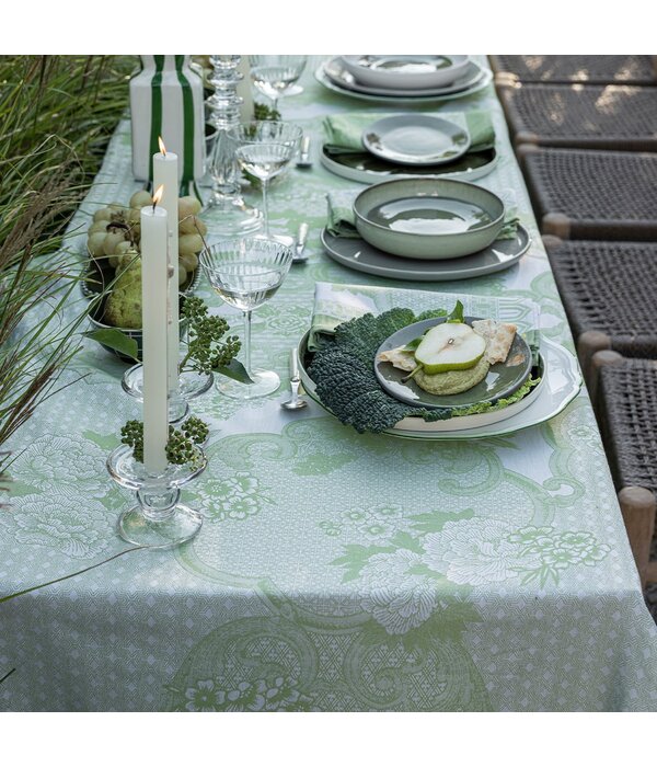 Le Jacquard Français Promenade Impériale green gecoat tafellinnen