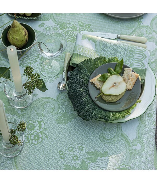 Le Jacquard Français Promenade Impériale green gecoat tafellinnen