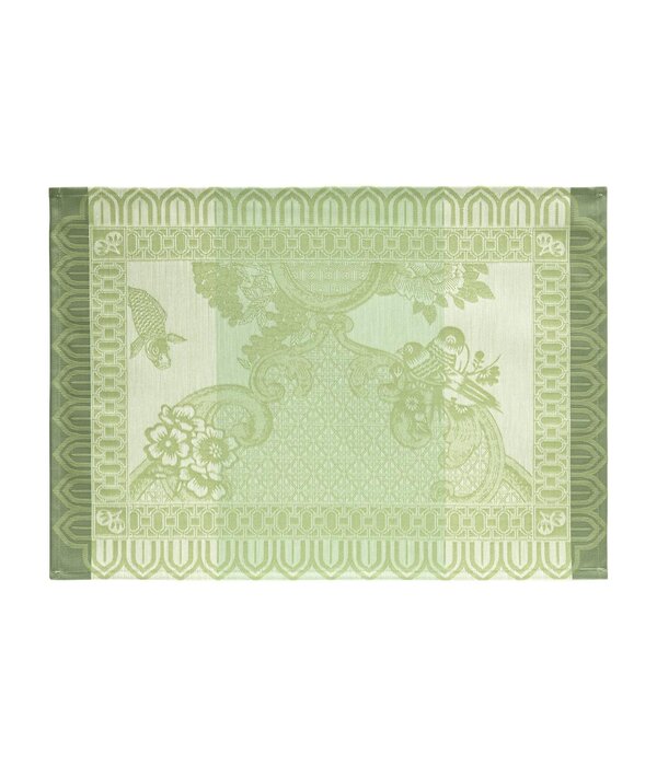 Le Jacquard Français Promenade Impériale green gecoat tafellinnen