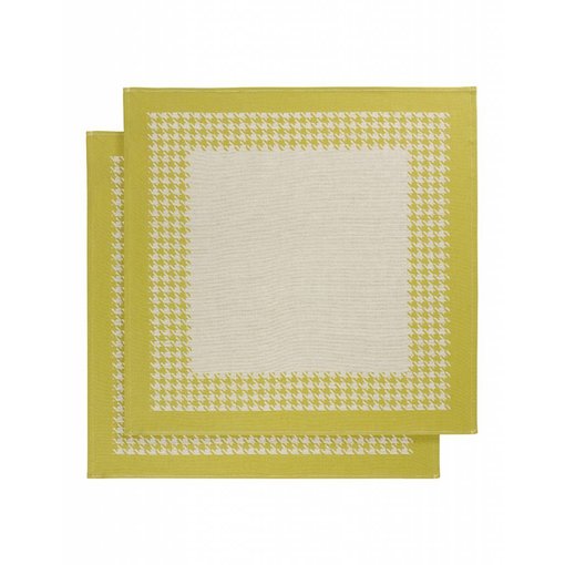 De Witte Lietaer theedoek Pied de poule yellow green