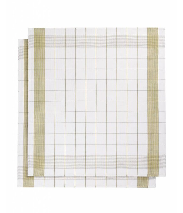 De Witte Lietaer theedoek mixte halflinnen yellow green
