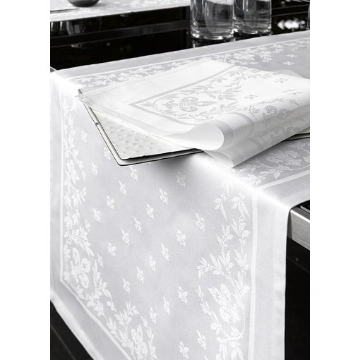 De Witte Lietaer tafelaken damast Franse lelie Lilium wit, vanaf