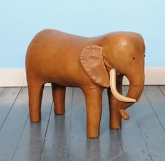 Vintage Leather Elephant Footstool by Dimitri Omersa