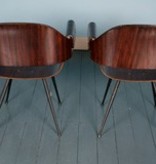 Rosewood plywood chair with armrests by Carlo Ratti