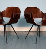 Rosewood plywood chair with armrests by Carlo Ratti