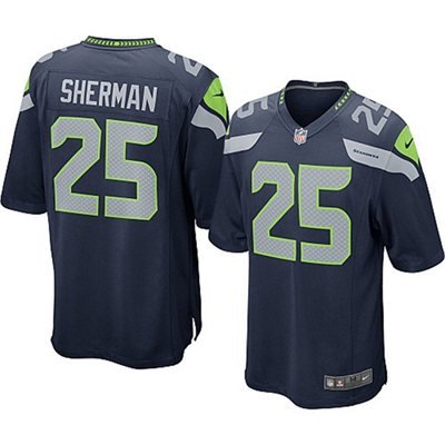 NFL Mens Seattle Seahawks Richard Sherman Nike College Navy Game Jersey
