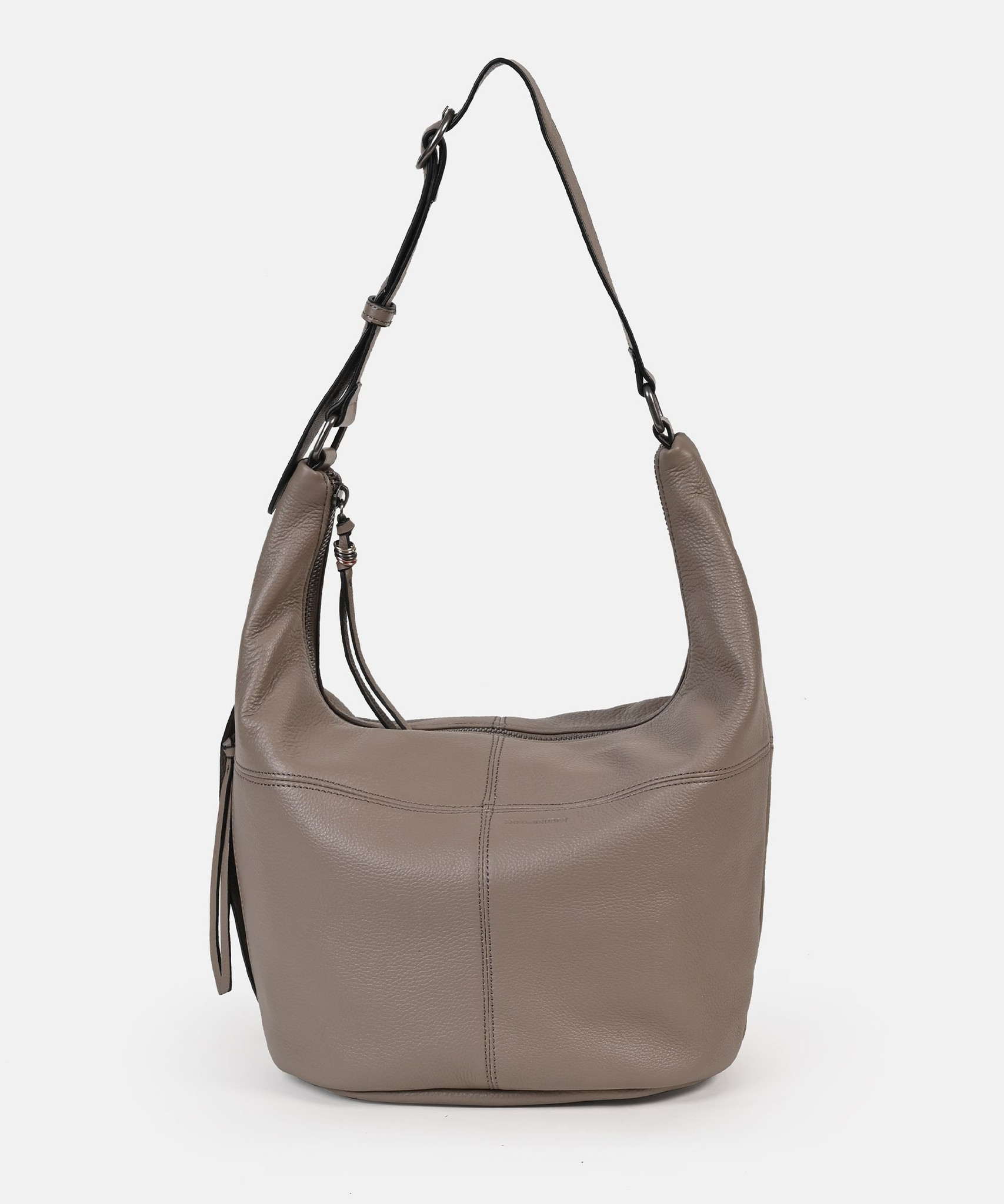 Pruvia Bucket Shoulderbag taupe leren damestas schoudertas