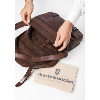 Aunts & Uncles Prachtige lederen schoudertas, messengerbag