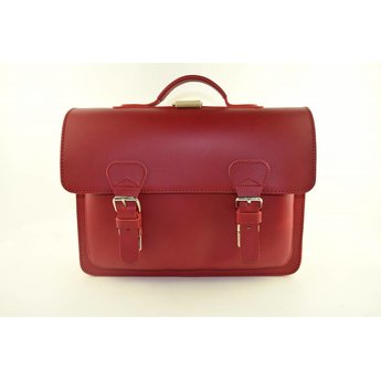 Ruitertassen vintage boekentas in rood leder