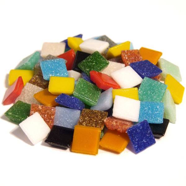 koffer schakelaar Stressvol Glasmozaiek steentjes 1x1 cm kleurenmix - Cristallo Mozaïek