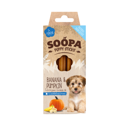 Soopa  Soopa vegetarische dental kauwsticks van banaan en pompoen speciaal voor puppies