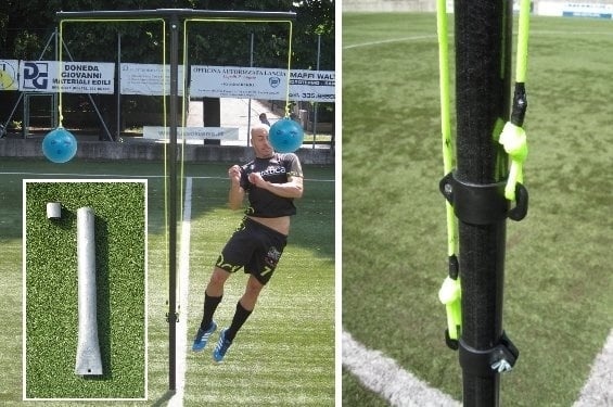 Kopbaltrainer dubbele uitvoering voor kunstgrasrass (balls excluded)