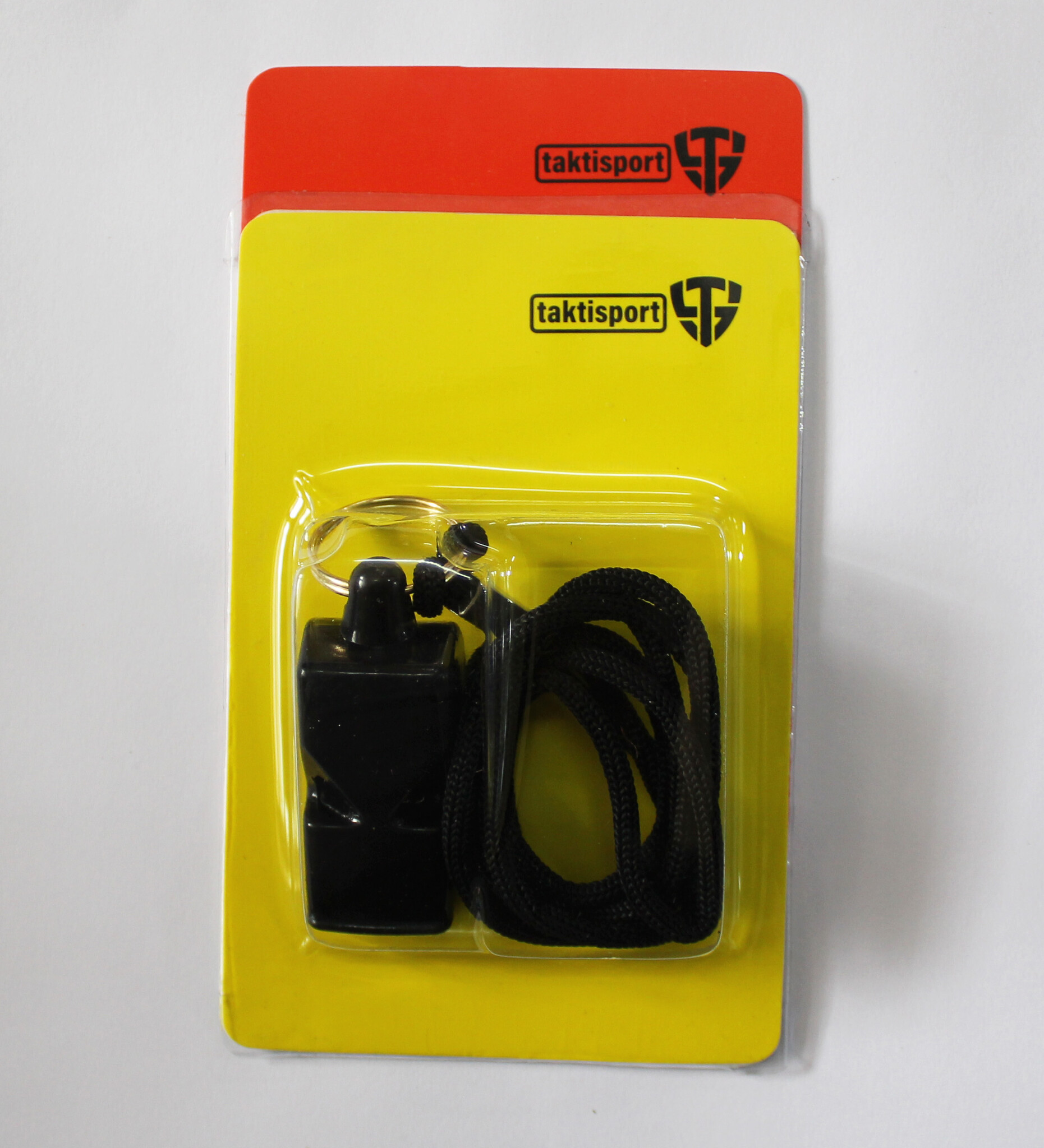 Set d'arbitre : sifflet avec ficelle, carton rouge, carton jaune