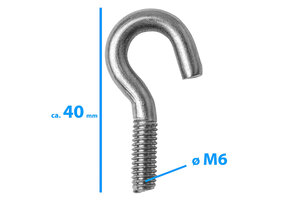Nethaak M6 metaal met schroefdraad 10 stuks