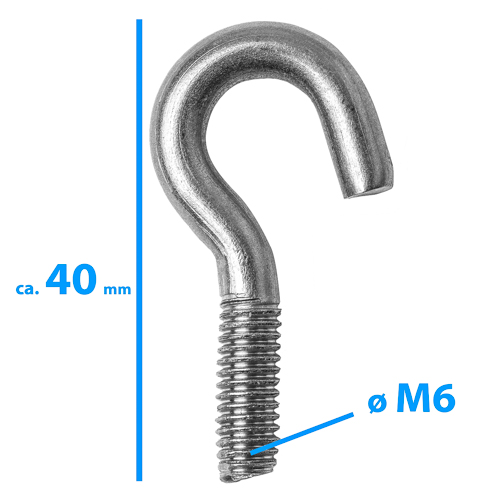 Nethaak M6 metaal met schroefdraad 10 stuks