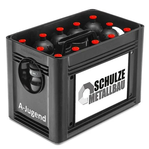 Caisse à bouteilles d'eau imprimée sur 4 côtés avec 12 bouteilles d'eau