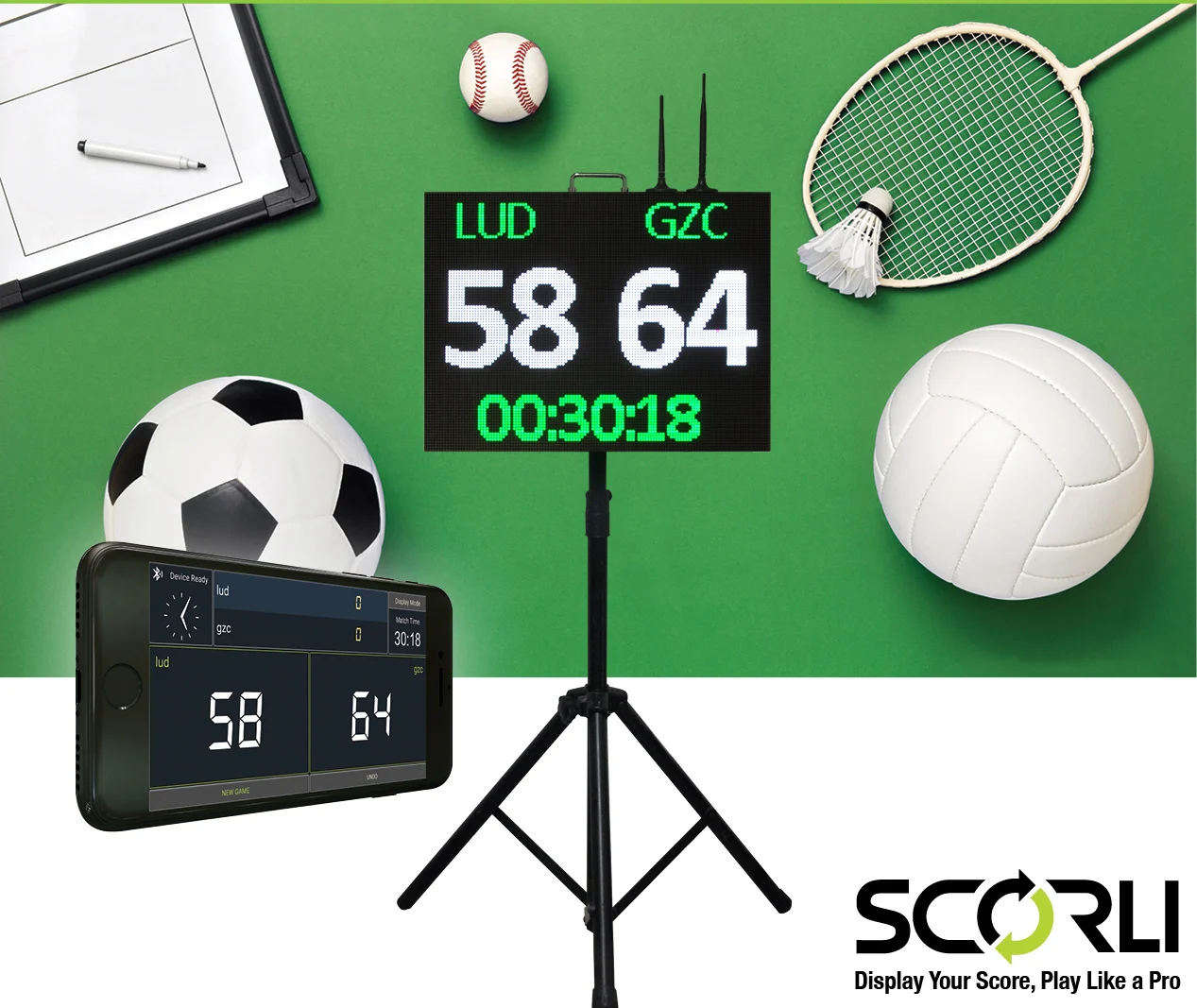 Scorebord Draadloos Draagbaar Voetbal