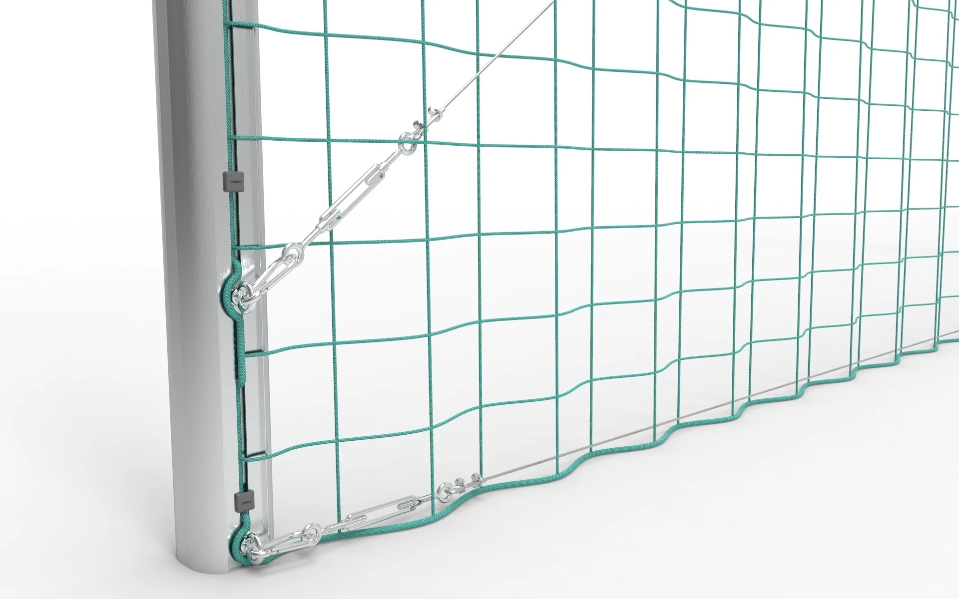 Attrape-balle en aluminium 15 x 4 mètres avec filet et poteaux