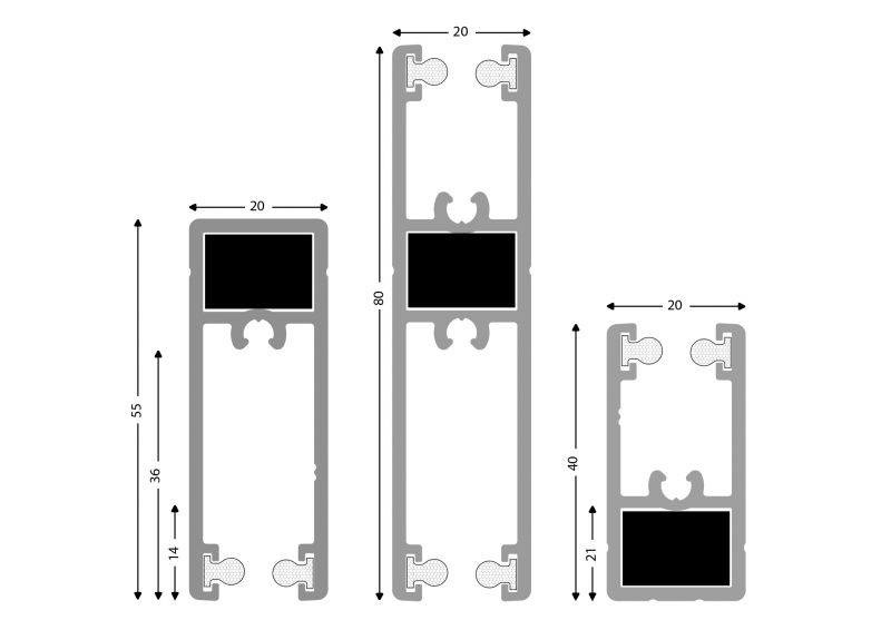 Profil pour panneaux publicitaires suspendus