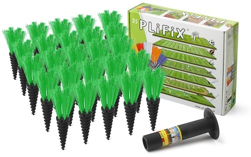 Plifix pluimen geel: 25 pluimen . Voor het uitzetten van een volledig voetbalveld