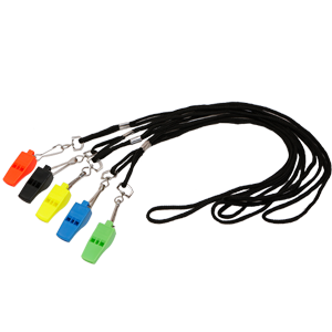 Scheidsrechtersfluit zwart met koord