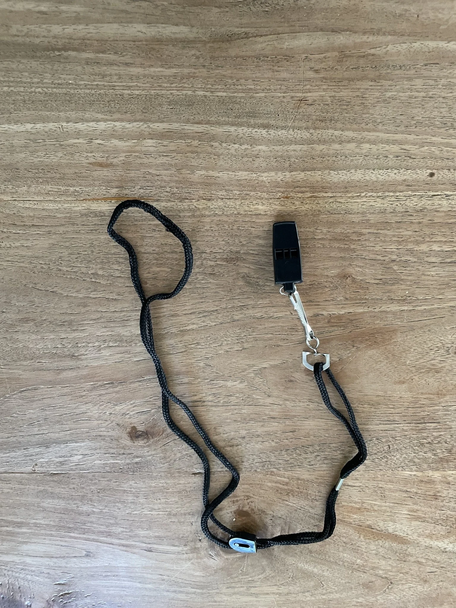 Scheidsrechtersfluit zwart met koord