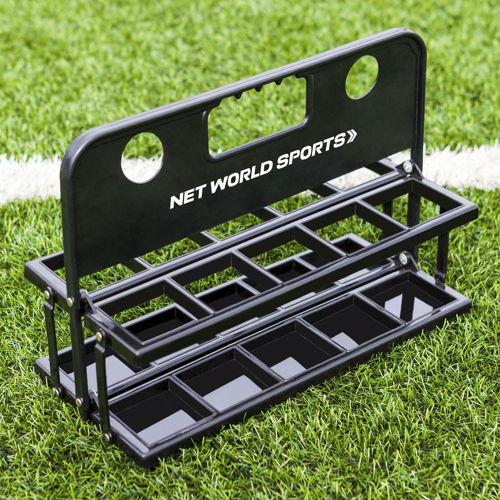 Support à bouteilles d'eau avec 10 bouteilles d'eau noires