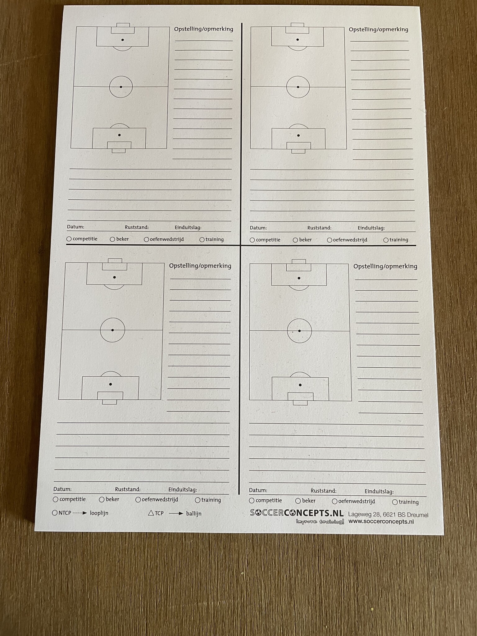 Bloc-notes football A4 avec 4 champs