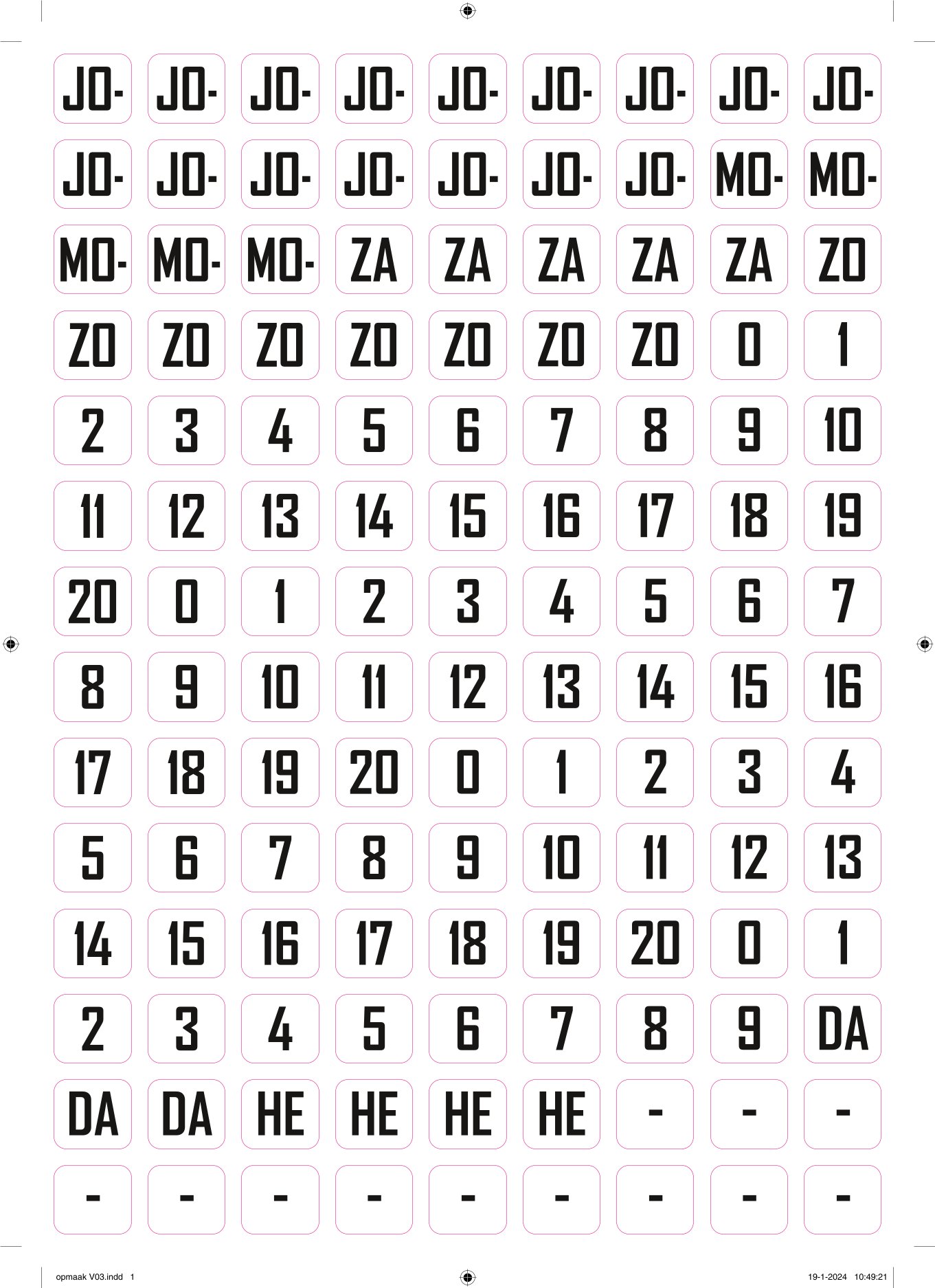 Feuille d'autocollants A4 Équipes