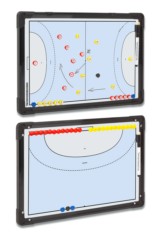 Tableau tactique de handball 30x45 cm des deux côtés, avec sac de transport