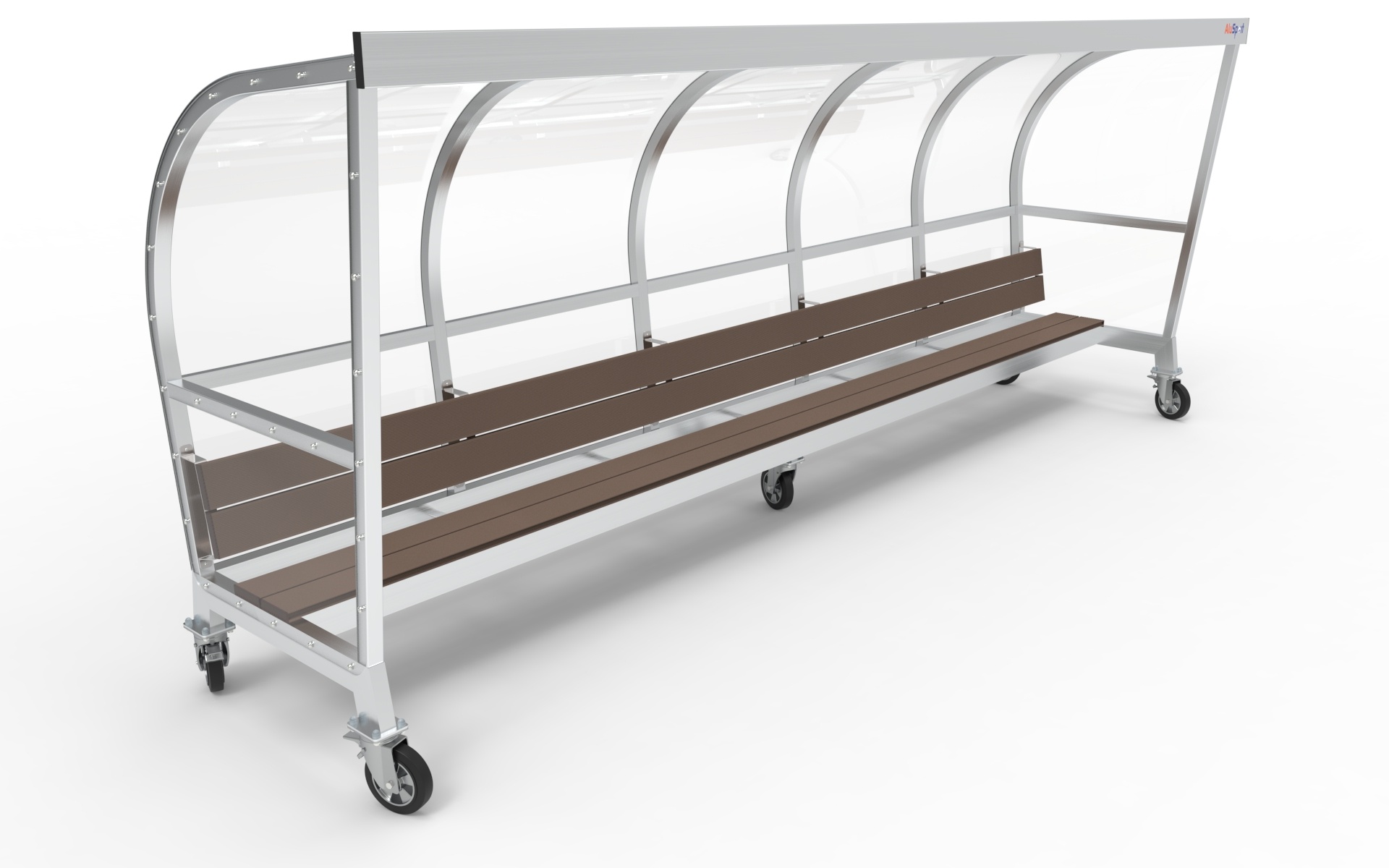 Verplaatsbare Dug-out 5m x 2m met banken