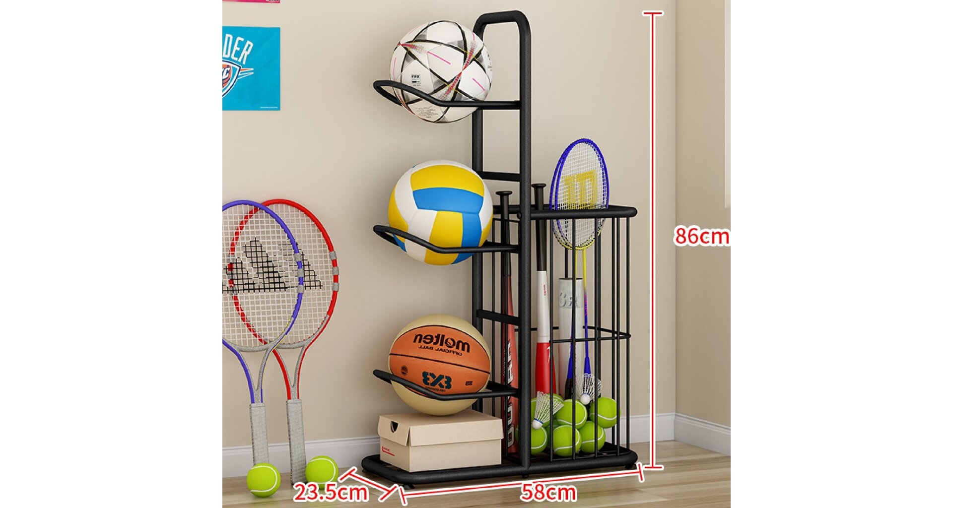Ballen rack voor sportballen